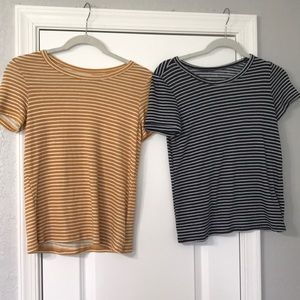 Two stripped short sleeve shirts